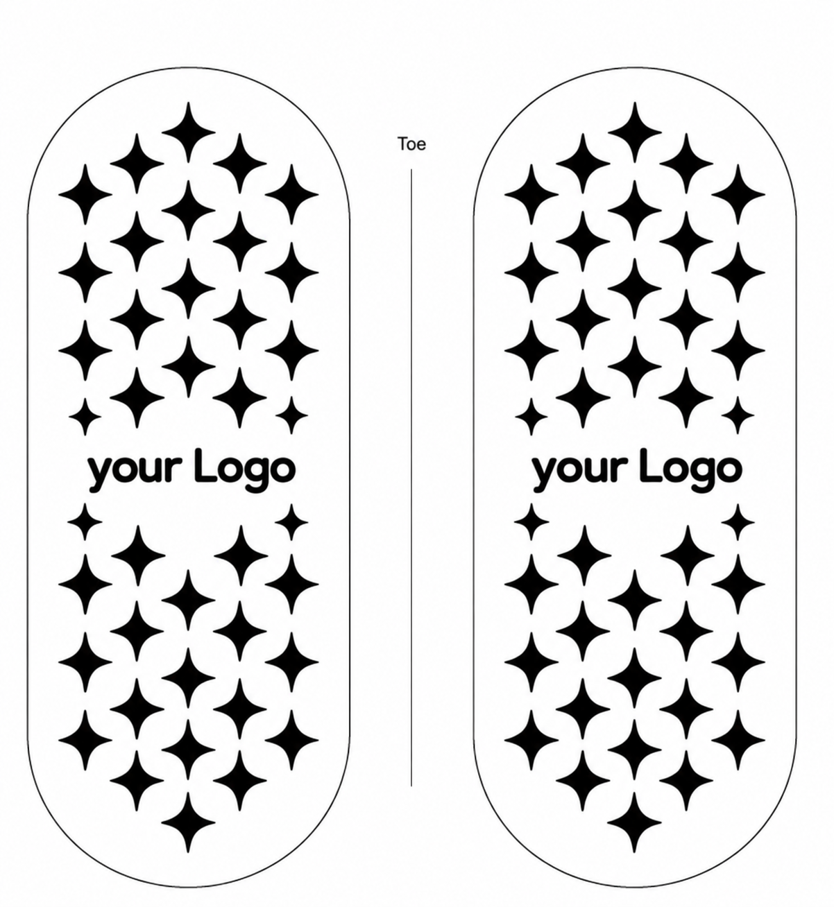 Custom grip plate artwork with repeated star motifs and a horizontal center logo