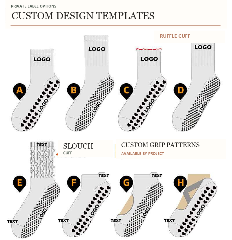 Custom grip sock construction and sole pattern templates